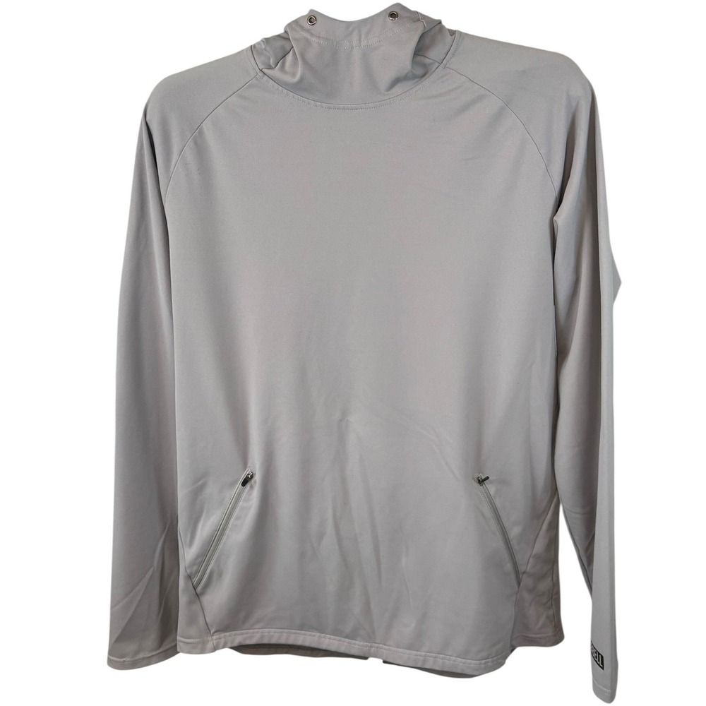 Barbell Apparel Mens Gray Performance Training Hoodie Snap Neck Size Large